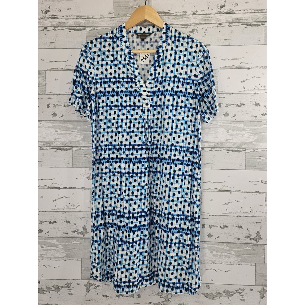 Tommy Bahama Womens XS Shirt Dress Blue Dot Matrix Print Resort Vacation - Picture 1 of 7